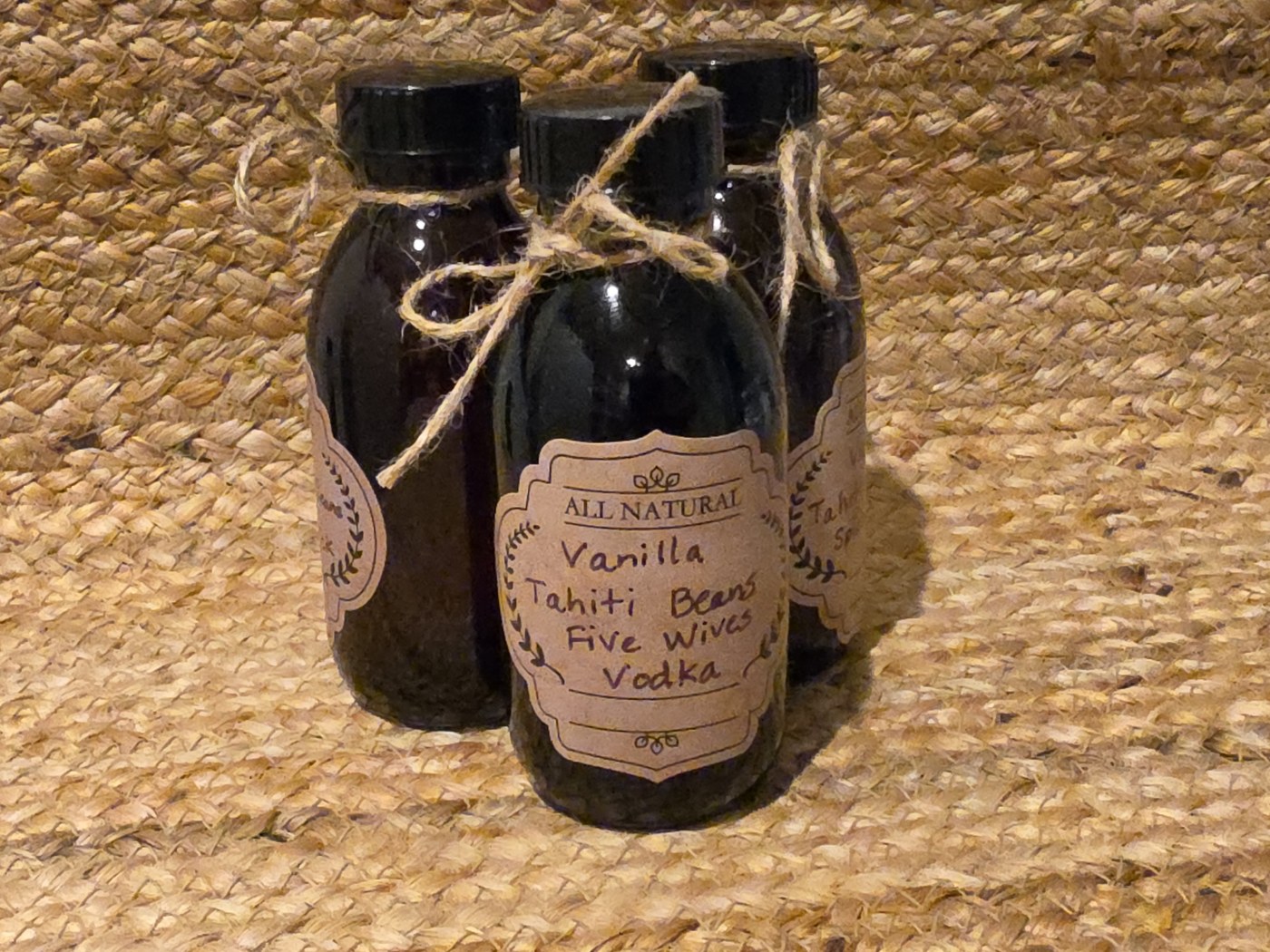 All Natural bottle: Vanilla Tahiti Beans, Five Wives Vodka